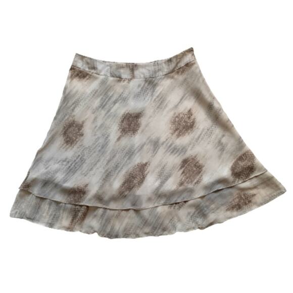 Darjoni Skirt Cream Brown Gray Flowy Chiffon Layered Knee Length Skirt Size 16 - Picture 4 of 11